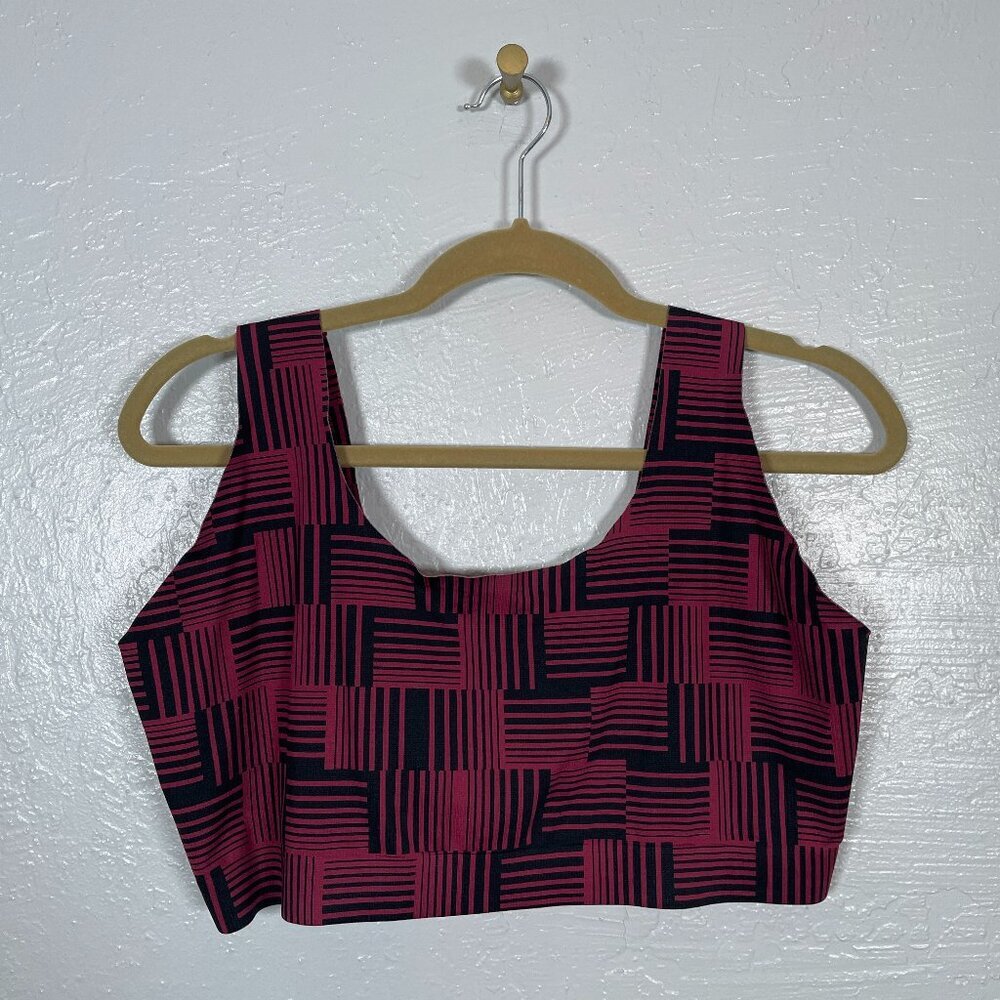 MeUndies Women Plus Size 3X Black Red Stripe Scoop Bralette Loungewear Wicking